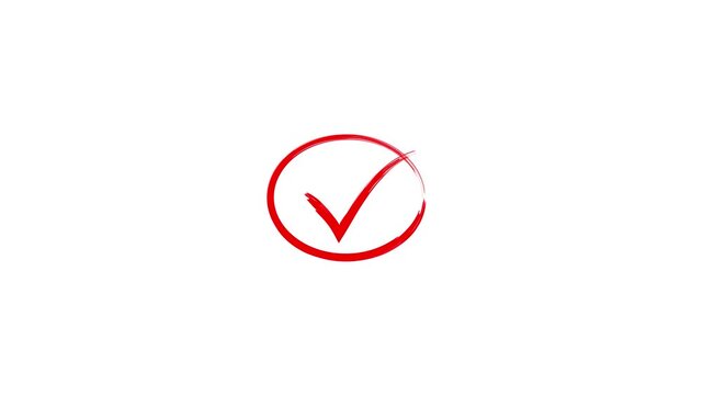 Write Grung check mark stop motion animation video with alpha channel. tick mark animated. on transparent background.