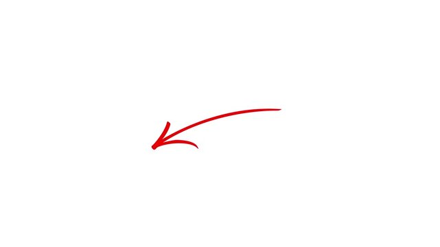 Hand-drawn red arrow icon brush stroke, red arrow marker is isolated on a transparent background. swipe arrow animated.