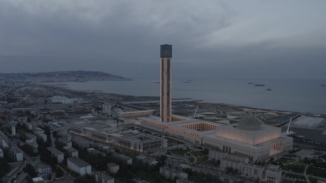 Djamaa el Djazair Minaret Towering Over Algiers Cityscape