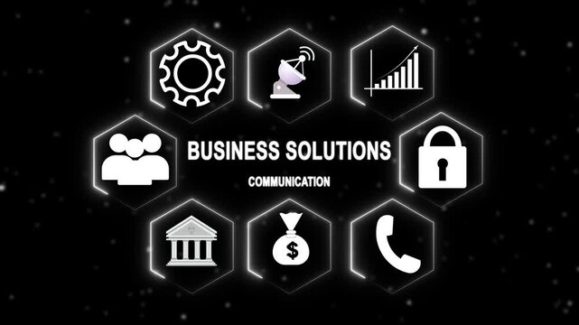 Technical communication icons connect corporate data modules. Communication icons animation builds creative structural solution systems. Communication icons frame web networks.