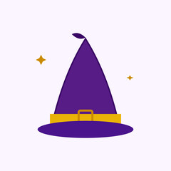 Fototapeta premium Magical purple wizard hat with golden buckle vector illustration for halloween party graphics