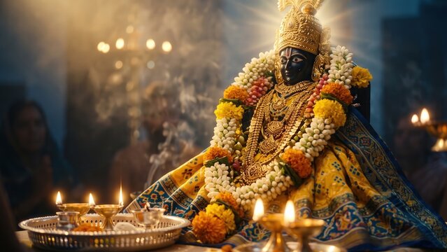 Dwarkadhish Temple Krishna Shringar &ndash; Janmashtami Festival Decoration