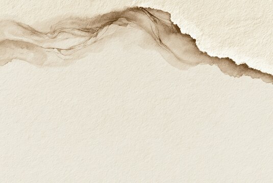 Abstract beige paper texture with torn edge and wavy lines