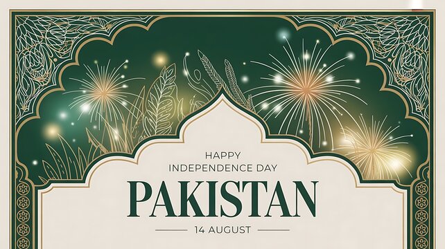 Happy independence day pakistan celebration greeting card