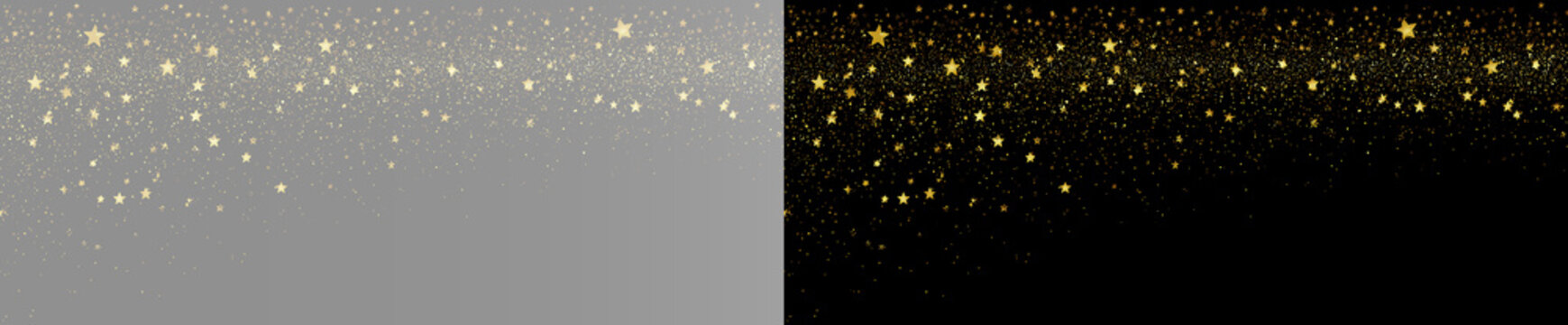 Golden stars rain, abstract yellow sparkle glitter dust texture, minimal starry galaxy falling stars template, premium background, romantic shimmering golden stars pattern