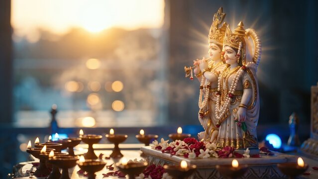 Radha Krishna Temple Idol Shringar &ndash; Prem Mandir Floral Darshan