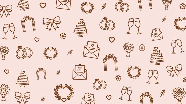 Seamless Wedding Pattern With Romantic Icons