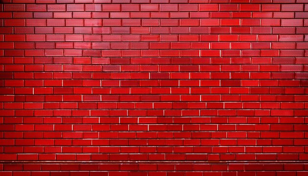 bright red subway tile background for modern vibrant kitchen and bathroom interior design with realistic grout lines and glossy ceramic brick wall surface for architectural mockup