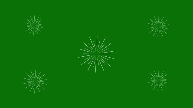 Circle blast motion graphics featuring shiny glowing sparks, firework explosion, bright line effects on green screen background ultra 4k. mp4