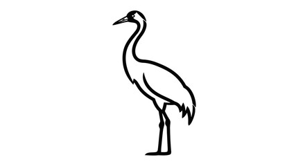 Naklejka premium Crane bird outline against a white background silhouette