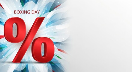 Boxing Day sale, discount percent sign, red percentage symbol, holiday shopping