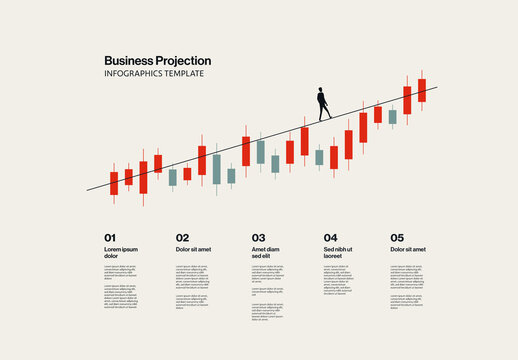 Business Projection Infographic Template with Candle Graph Illustration
