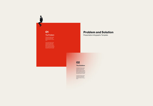 Problem and Solution Infographic Template with Glassmorphism Effect Square Illustration