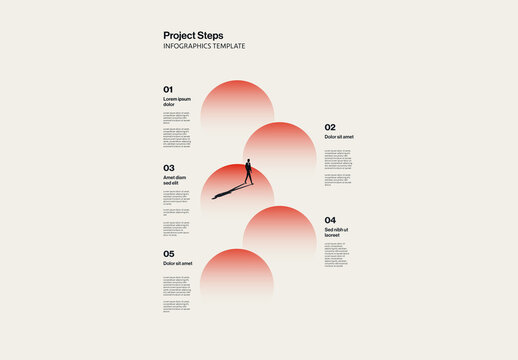 Project Steps Infographic Template Gradient Circles and Minimal Illustration