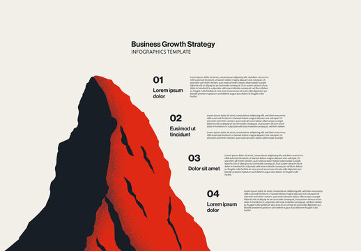 Business Growth Strategy Infographic Template with Huge Mountain Illustration