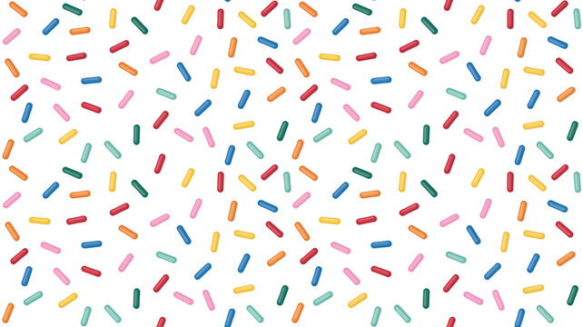 Donut and sweet confetti seamless pattern featuring colorful candy sprinkles, dessert texture, playful bakery background, and repeating vector design for fabric, wrapping paper, and packaging