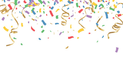 Cover with colorful balloons, festive garlands, and confetti on white background, celebration template for birthday invitations, greeting cards, party posters, and holiday event designs © Rony art