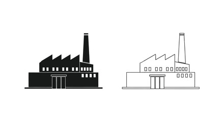 Obraz premium Factory building silhouette industrial structure architecture smokestack