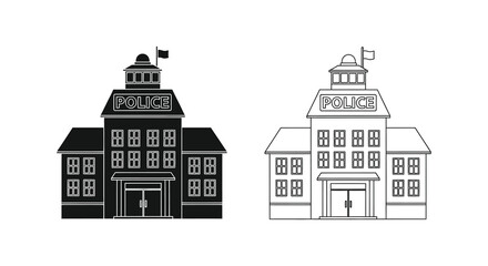 Fototapeta premium Police station silhouette building architecture law enforcement
