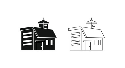 Two barns silhouette barn farmhouse agriculture architecture © MdAbulBasher