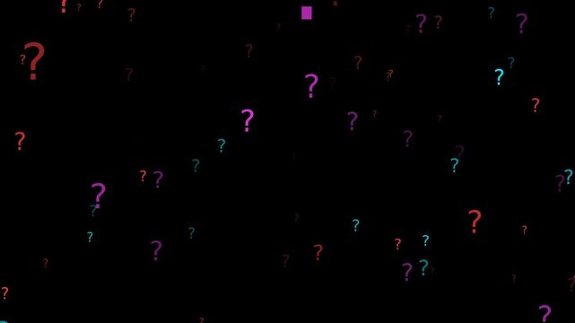 Single Colorful Question Mark with Cinematic Floating Motion on Dark Background 4K