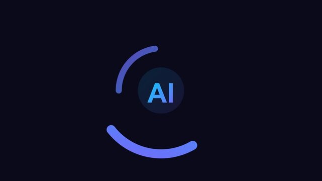 Minimalist AI Text with Rotating Loading Ring Element