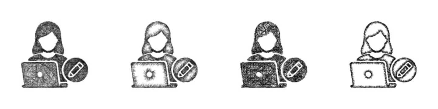 Sketch monochrome book editor icon design set