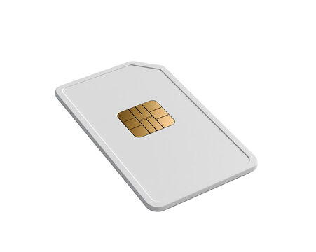 Plastic SIM card on white transparent background