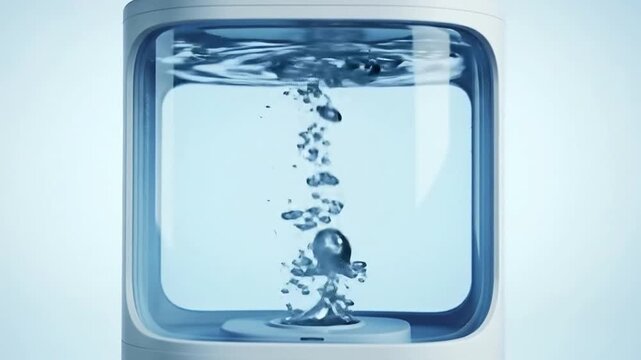 Close-Up CGI Animation of Generic CPAP Humidifier Water Chamber with Bubbling Water in a Clean Digital Environment