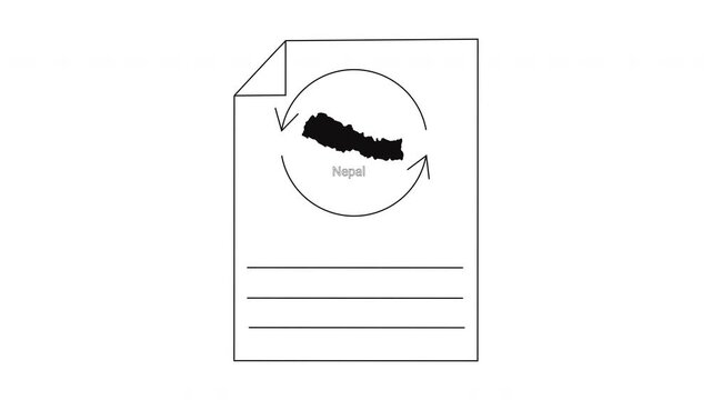 Nepal map outline with circular arrows and text lines.