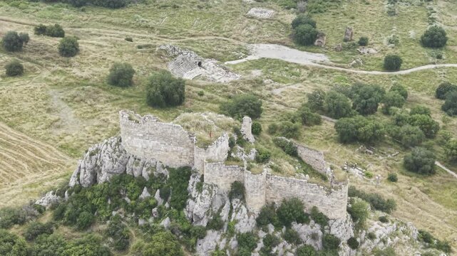 Kastabala Ancient City Aerial View of Archaeological Ruins and Historic Heritage Landmark in Osmaniye Turkey