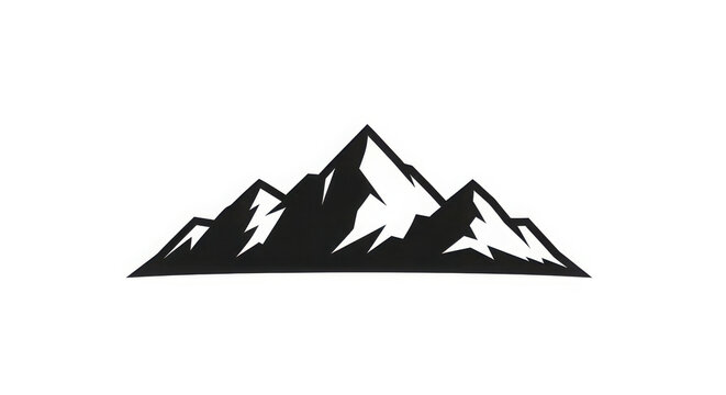 Mountain range silhouette, black and white illustration