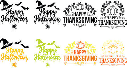 Halloween and thanksgiving greeting design elements © MD.ALAMGIR HOSEN