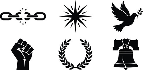 Black icons of freedom and peace symbols © Mst. Taslima Akhter