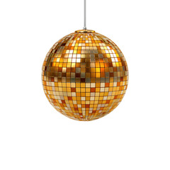 Fototapeta premium Gold disco ball pendant hanging on thin cord