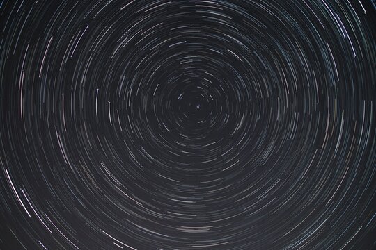 Long Exposure Astrophotography of Circular Star Trails in the Night Sky