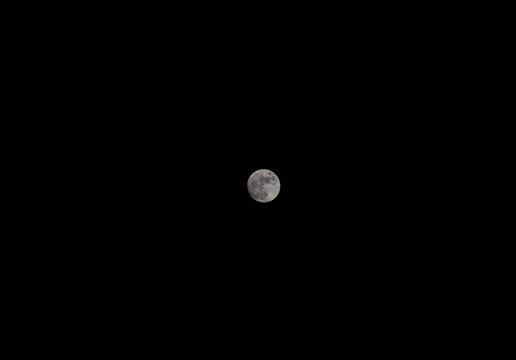 Detailed Full Moon Displaying Lunar Craters Isolated on a Pitch Black Sky