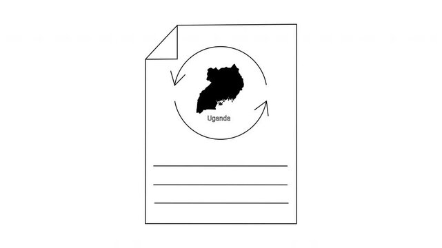 Uganda Map Document with Circular Arrows and Lines.