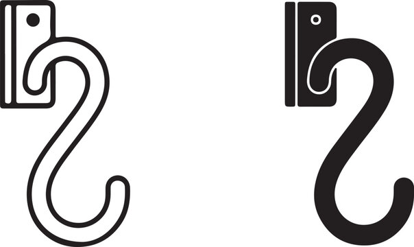 Black and white hook icons, door hooks, wall hooks, 2 hooks
