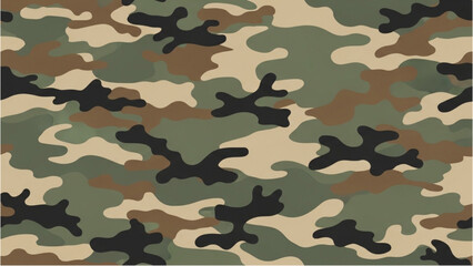 The camouflage pattern features green brown black and beige colors © Stock Image Paradise