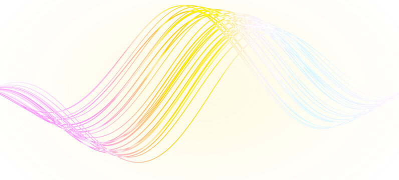 Colorful light wave flowing across bright yellow circular ripple pattern background