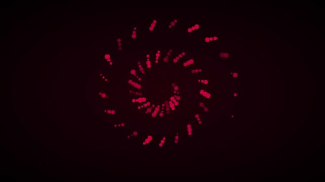 Red dotted spiral motion background, abstract circular particle swirl animation, digital vortex for modern visual projects 4k