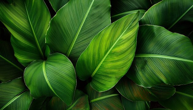 Abstract Green Leaf Texture Nature Background Tropical Leaf