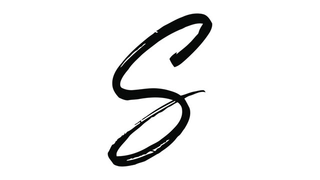 Black cursive letter s on a white background, black letter s, cursive s isolated, alphabet