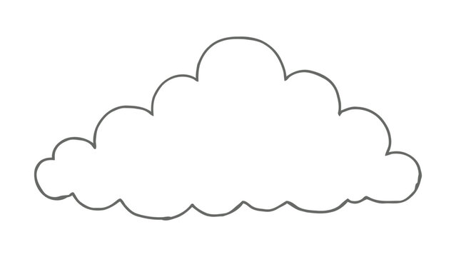 Simple line of a cloud line white background, transparent background isolated, nature