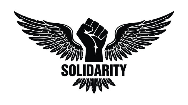 Solidarity with wings and fist protest activism