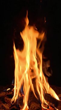 Small fire with black background frames looping in a simple display for visual effects