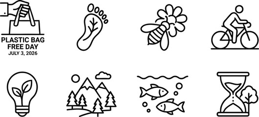 Obraz premium Eco friendly icons set with nature and recycle symbols