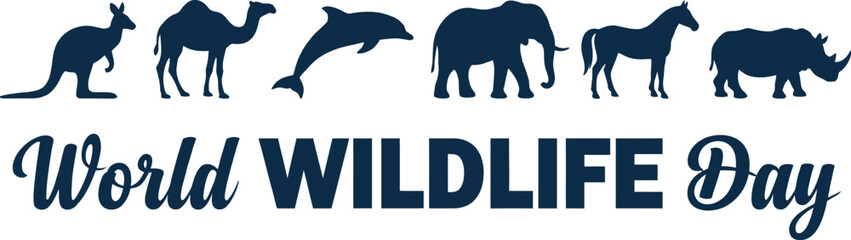 World wildlife day blue animal silhouettes © SHOFIQUL