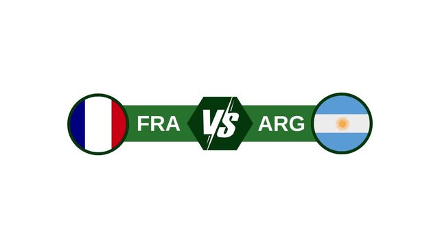 France vs Argentina Soccer Match Versus Screen Animation - FRA vs ARG Football Scoreboard Graphic on White Background